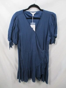 Lauren Conrad Dress Womens 2XL Blue Shift V Neck 3/4 Sleeve Midi Cotton New - Picture 1 of 11