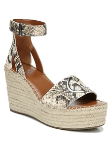 Franco Sarto Touch Espadrilles Snakeskin Wedge Vanilla Sandals *Choose Size* - Picture 1 of 5