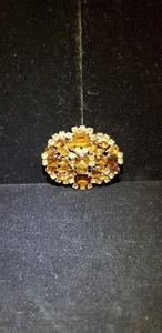 Broche vintage de vidrio ámbar estrás - Imagen 1 de 8