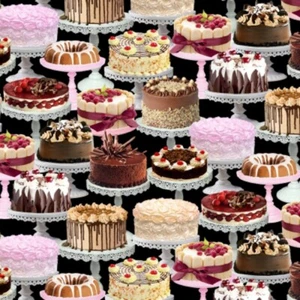 100% Cotton Fabric Timeless Treasures Cake Dessert Cakes Food Celebration - Picture 1 of 1