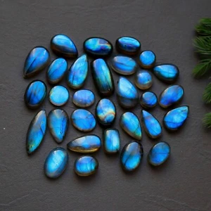 30Pcs 125Cts Natural Labradorite Cabochon Multi Fire Gemstone 7x7-21x7mm#13300 - Picture 1 of 9
