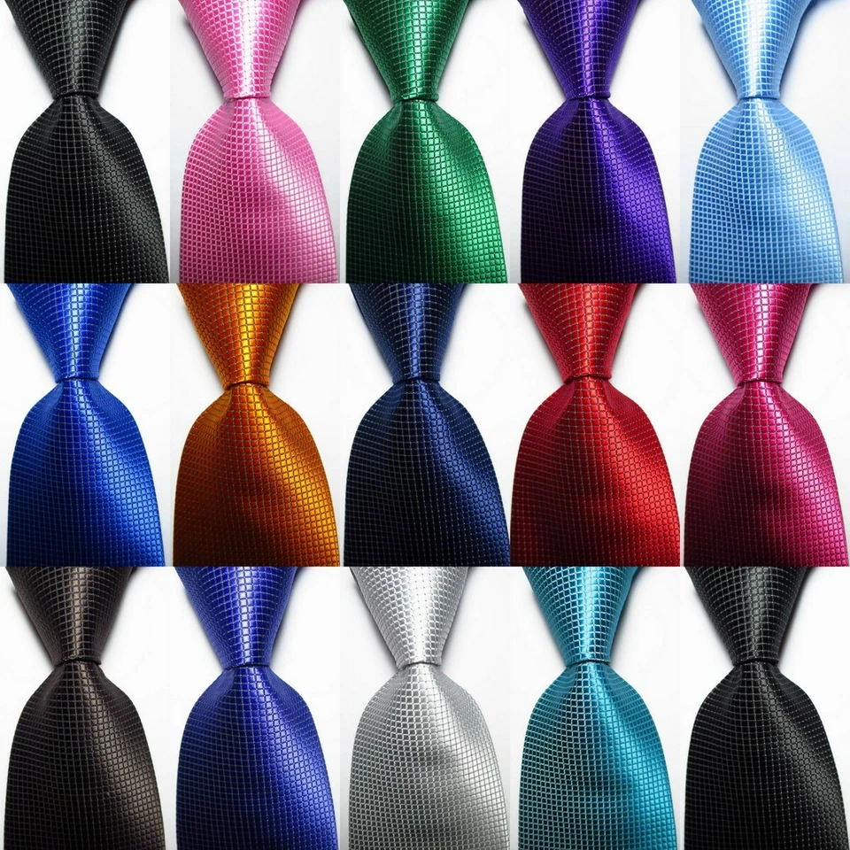 New Classic Checks JACQUARD WOVEN 100% Silk Men's Tie Necktie - Image 1 of 1