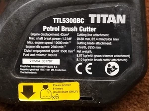 Cortadora de gasolina Titan TTL530GBC 43cc 2 tiempos probada piezas despojadas y limpias - Imagen 1 de 132