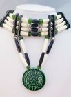 Leder Knochen Sterling Glas Perlen Schildkröte Thema mystische Kreationen Kragen Halskette