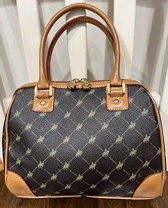 Old Hunter Moda Italy Small Satchel Brown Faux Leather Coated Canvas - Picture 1 of 18