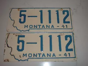 (2) - MATCHING PAIR - 1941 - MONTANA - LICENSE PLATES - Picture 1 of 2