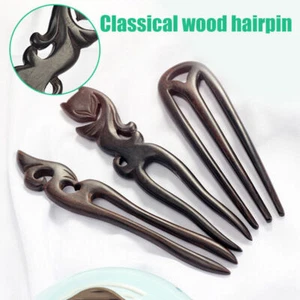 Alfileres y clips de madera hechos a mano colgantes zorro vintage peinado palitos de pelo nuevos - Imagen 1 de 13