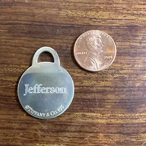 Tiffany & Co. Sterling Silver Round Dog Tag Pendant "JEFFERSON" Thomas Jefferson - Picture 1 of 4