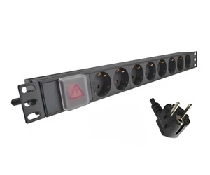 DINIC 19 Zoll Steckdosenleiste Aluminium mit Schalter 8-fach, 1,80 m Kabel - Bild 1 von 4