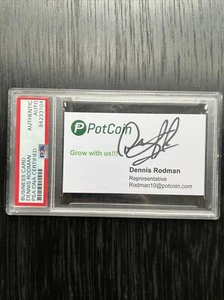 Dennis Rodman WORM Chicago Bulls Autograph Signed Business Card *Pot Coin* PSA - Picture 1 of 3