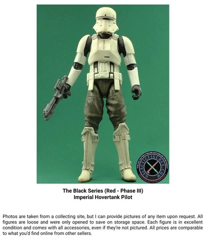 Star Wars Black Series Red Phase III 6 Inch Imperial Hovertank Pilot (LOOSE) Cover