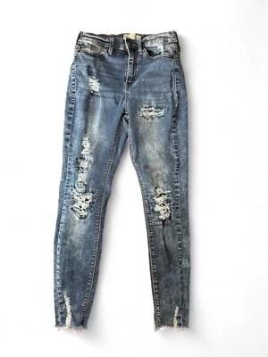 Mudd Denim High Rise Jeggings Size 5 With Intentional Distress Preowned 5 Pocket - Image 1 of 4