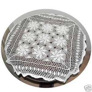 Tapetes de encaje de ganchillo vintage mantel individual corredor de mesa 30"x30" blanco roto tejido a mano - Imagen 1 de 3
