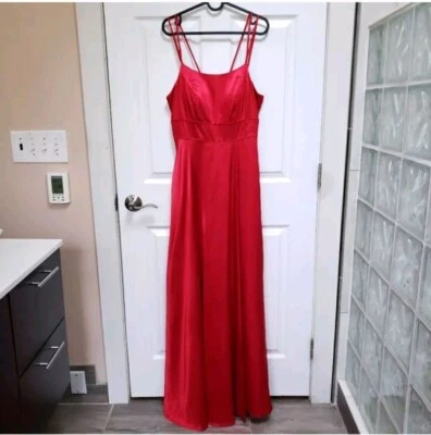 My Michelle Red Satin Sleeveless Long Formal Prom Evening Gown Juniors Size 9 - Image 1 of 4