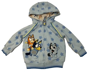 Disney Bluey & Friends Lt Blue Zip Up Kids Sweatshirt Hoodie Boys Girls size 5 - Picture 1 of 7