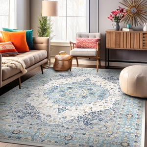 Area Rug Vintage Oriental Distressed Medallion Cream Rugs Living Room Rugs 8x10 - Picture 1 of 11