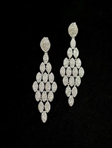 Diamond Earrings For Women Marquise Earring 925 Sterling Silver Jewelry, - Picture 1 of 4