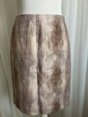 NUEVO Catherine Malandrino Marrón Blanco Imitación Piel Patrón Falda Lápiz Mujer Talla 6 Foto 1 de 4