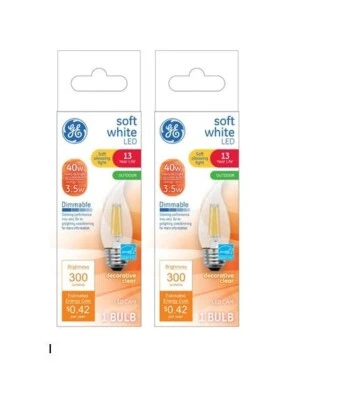 GE LED 40W Eq. Soft White Clear Deco Bulb Outdoor Medium Base Light Bulb 2 pack - Image 1 of 2