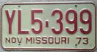 1973 Missouri License Plate YL5-399
