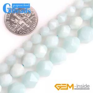 Cuentas de piedra natural amazonita facetadas 6 mm 8 mm redondas cuentas sueltas para hacer joyas - Imagen 1 de 23