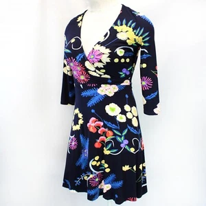 Desigual retro floral print faux wrap lined midi dress size Large - Picture 1 of 9