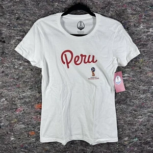 Peru Shirt Womens Medium 2018 Fifa World Cup Russia Soccer Short Sleeve White - Picture 1 of 11