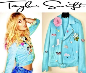 Theory Taylor Swift Lover Eras Concert Tour Biker Jacket 4 6 Patch Pin Merch S M - Picture 1 of 24