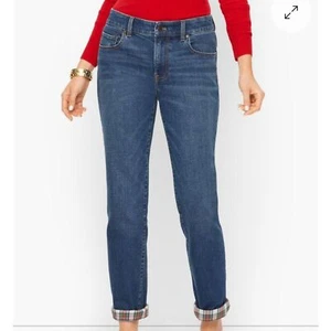 Talbots Plaid- Cuf Everyday Relaxed Jeans-Alpine Wash Women's Blue Jeans Size 6 - Picture 1 of 12