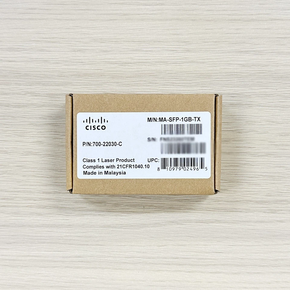 Cisco Meraki MA-SFP-1GB-TX 1G T Copper 100m RJ45 SFP Optic Module - Image 1 of 1