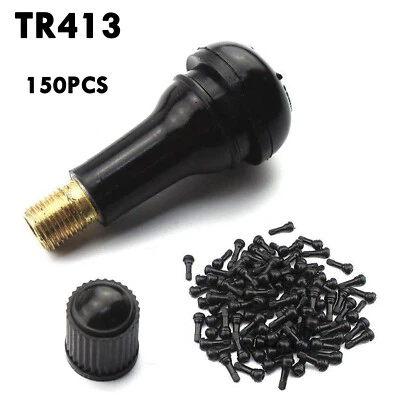 150pcs Car Tire Stem TR 413 TR413 Snap-In Tire Valve Stems Short Black Rubber - Image 1 of 4