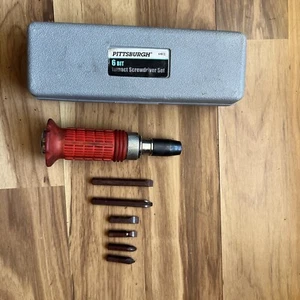 PITTSBURGH 6 BIT IMPACT SCREWDRIVER SET WITH CASE 64812 6 ATTACHMENTS USA MADE - Picture 1 of 4