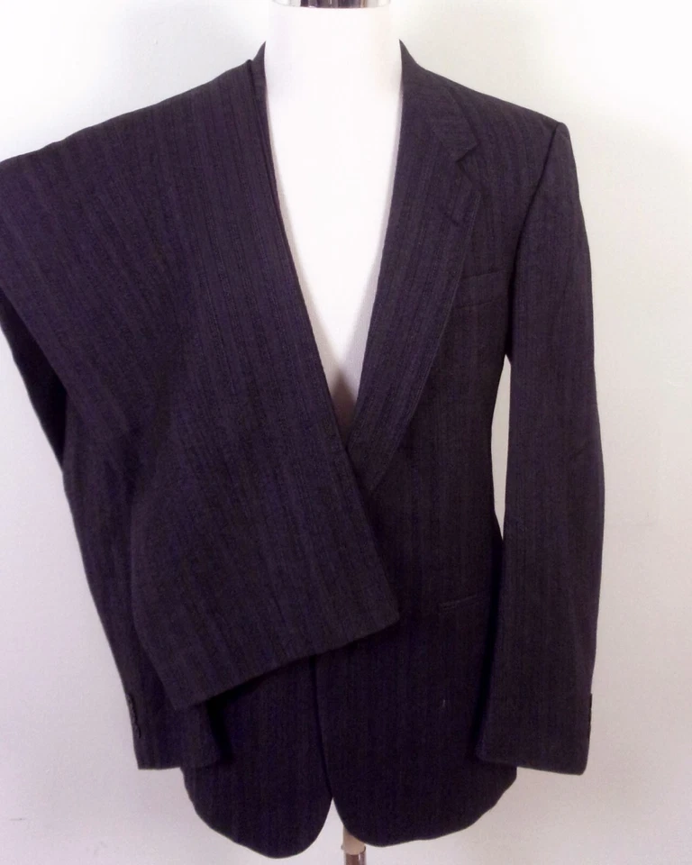 Traje de negocios Henry Grethel vintage usado en excelente estado gris 100 % lana a rayas 2 piezas 42 L Foto 1 de 4