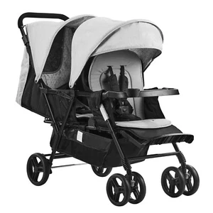 VEVOR Cochecito Doble Plegable Ligero Asiento Tándem para Bebé Gris Claro Negro - Imagen 1 de 12