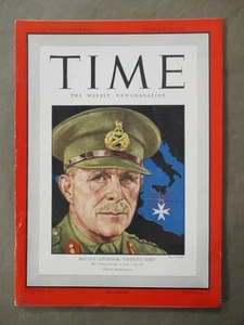 Vintage Time Magazine October 26, 1942  Malta's Governor: Viscount Gort cover  - Picture 1 of 4