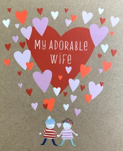 "My Adorable Wife" Couple with Hearts Birthday Card by Pip & Me for Simson Cards - Foto 1 di 5