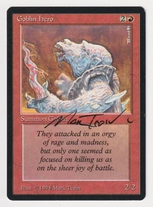 Signed Goblin Hero LP The Dark Artist Mark Tedin 1994 WOTC MTG Magic Vintage Red - Picture 1 of 2