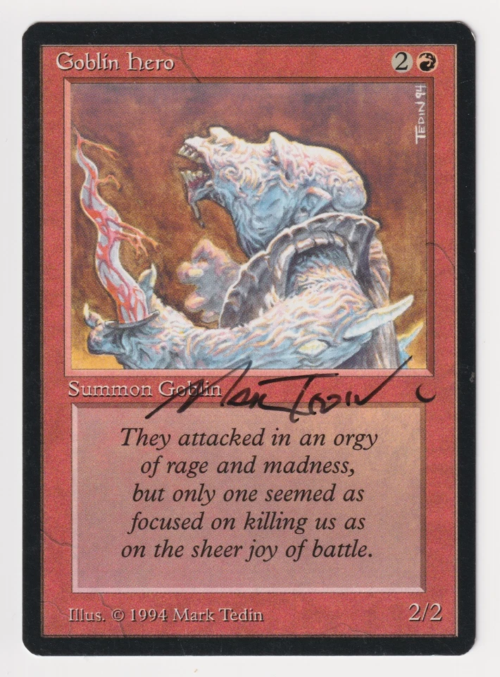Signed Goblin Hero LP The Dark Artist Mark Tedin 1994 WOTC MTG Magic Vintage Red - Image 1 of 2