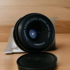 NEAR MINT TESSAR f/2.8 50mm Carl Zeiss Jena DDR Lens Vintage M42 Front Cap - Picture 1 of 11