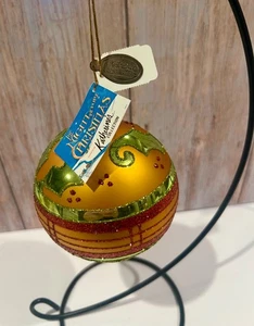 Katherines Collection Weihnachten Gold mit rot grünen Hollies Glaskugel Ornament - Bild 1 von 9