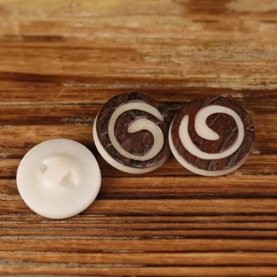 100Pcs Vintage Corozo Buttons Natural Vortex Design Jacket Dress Knitting Sewing - Image 1 of 4