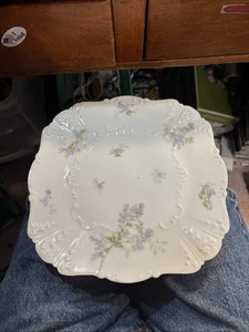 Haviland Limoges CFH GDM Dessert Serving Platter Plate Square Handle Floral - Picture 1 of 3