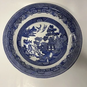 Johnson Brothers Willow Blue 8 1/4” cuenco redondo para servir Inglaterra grabado a mano - Imagen 1 de 9
