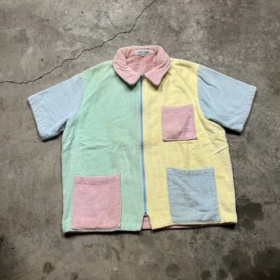 Vintage Surfboy Ltd Terry Cloth Shirt XL Multicolor 70s Beach Full Zip Geometric - Image 1 of 4