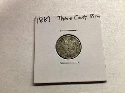 1881 Three Cent Nickel Piece US Coin 032425 134tr - Image 1 of 4