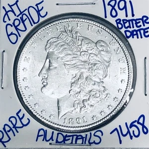 1891 MORGAN SILBER-DOLLAR AUTHENTISCHE HOHE QUALITÄT US-PRÄGEANSTALT MÜNZE KOSTENLOSER VERSAND 7458 - Bild 1 von 3