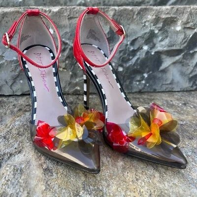 Betsey Johnson Heels Size 6.5M Whimsigoth Y2K Flower Ankle Strap Stiletto - Image 1 of 4