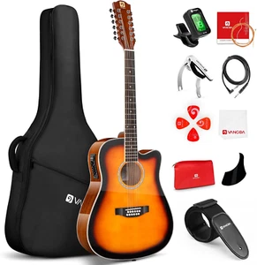 12 String Guitar, Twelve String Guitar Acoustic Electric 42 Inch Full Size, Spru - Picture 1 of 7