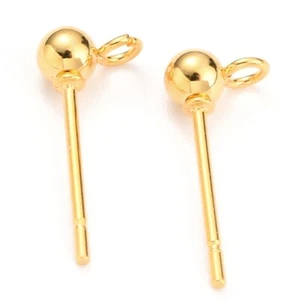 IX29 -LOT 4 SUPPORTS CLOUS BOUCLES D'OREILLES ACIER INOXYDABLE 316 DORÉ ANNEAU - Picture 1 of 2