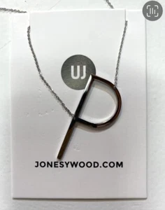 Jonesywood Necklace Alphabet “P” Initial Letter Large Silver Sideway Pendant - Picture 1 of 6